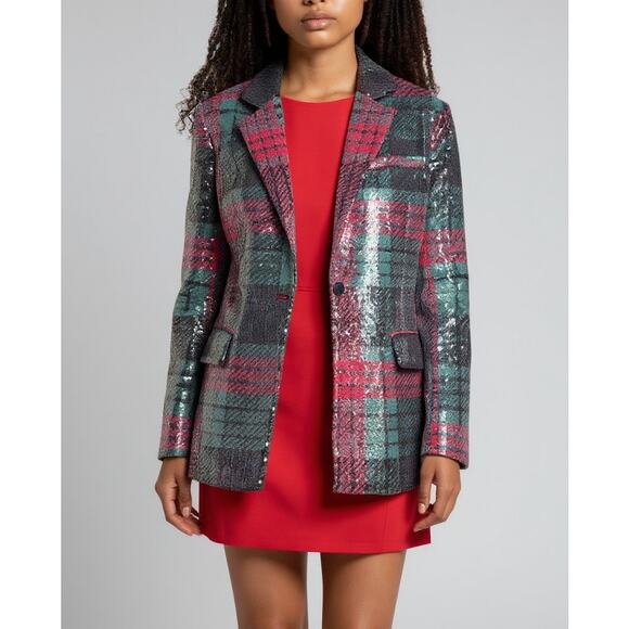 Johnny Wujek for JCPenney Plaid Sequin Blazer Jacket – Size Medium Retail $149 - Picture 3 of 11